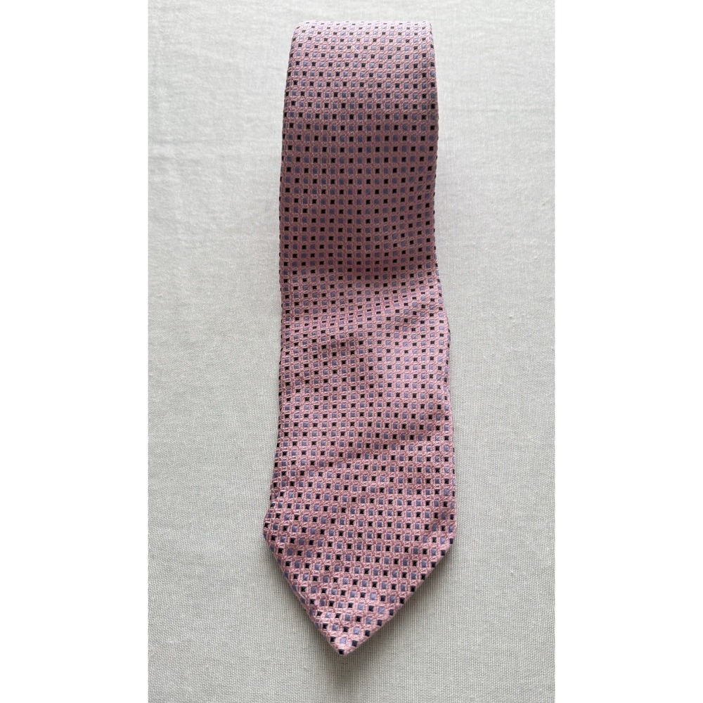 Bresciani Italy Silk Tie Pink Geometric Pattern Luxury Made in Italy Mens